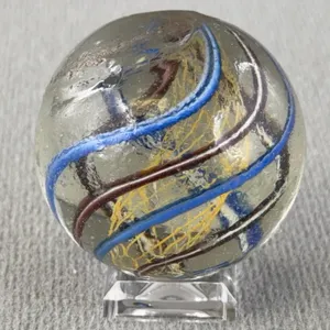 Swirl Glass Marble W/Latticinio Core, Appr. 2” D