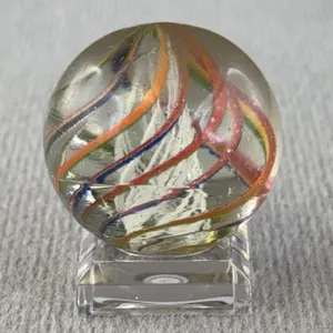 Swirl Glass Marble W/Latticinio Core, Appr. 1 1/4” D