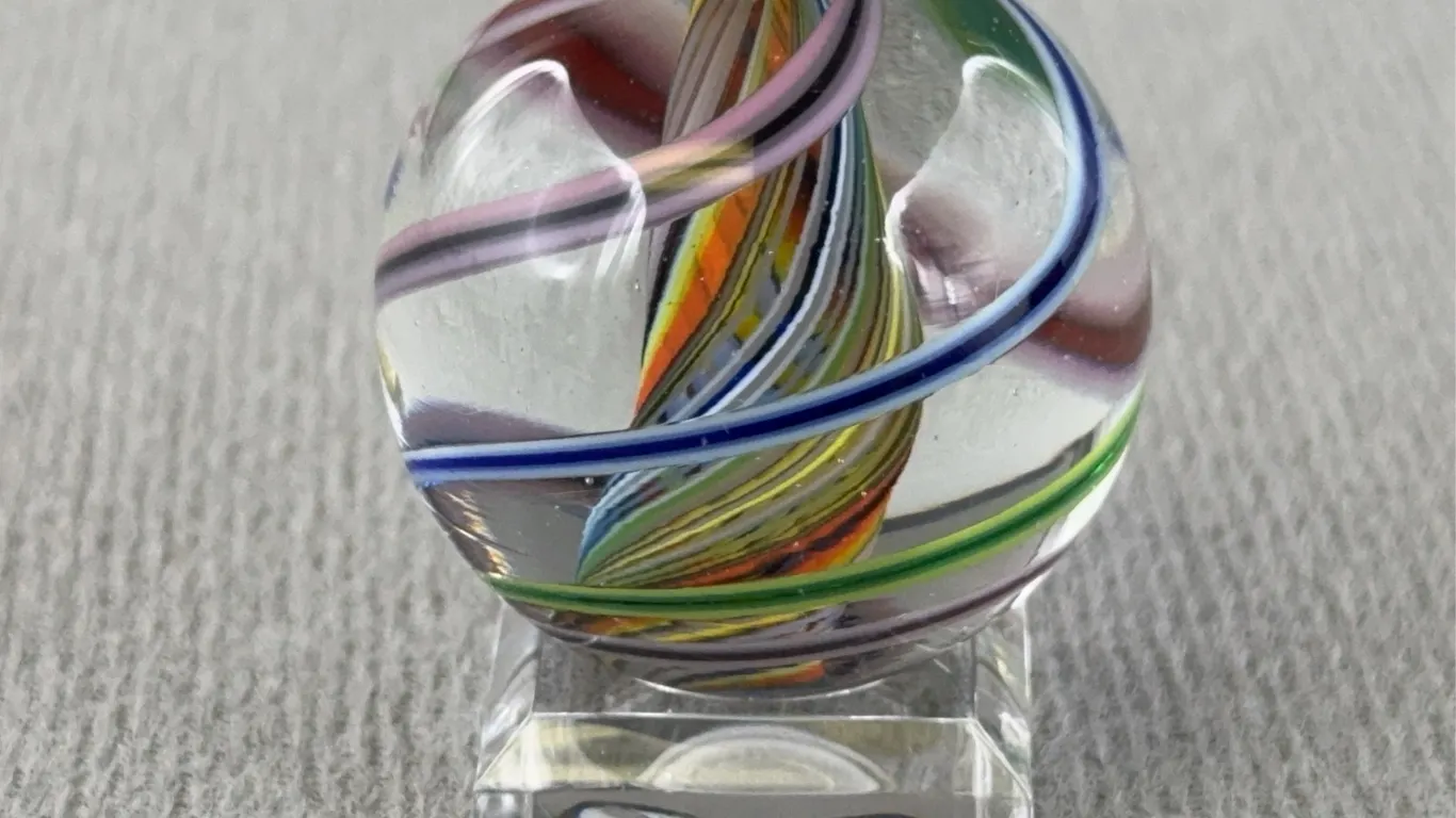 Swirl Glass Marble W/ Divided Ribbon Core, Appr. 1 “ D