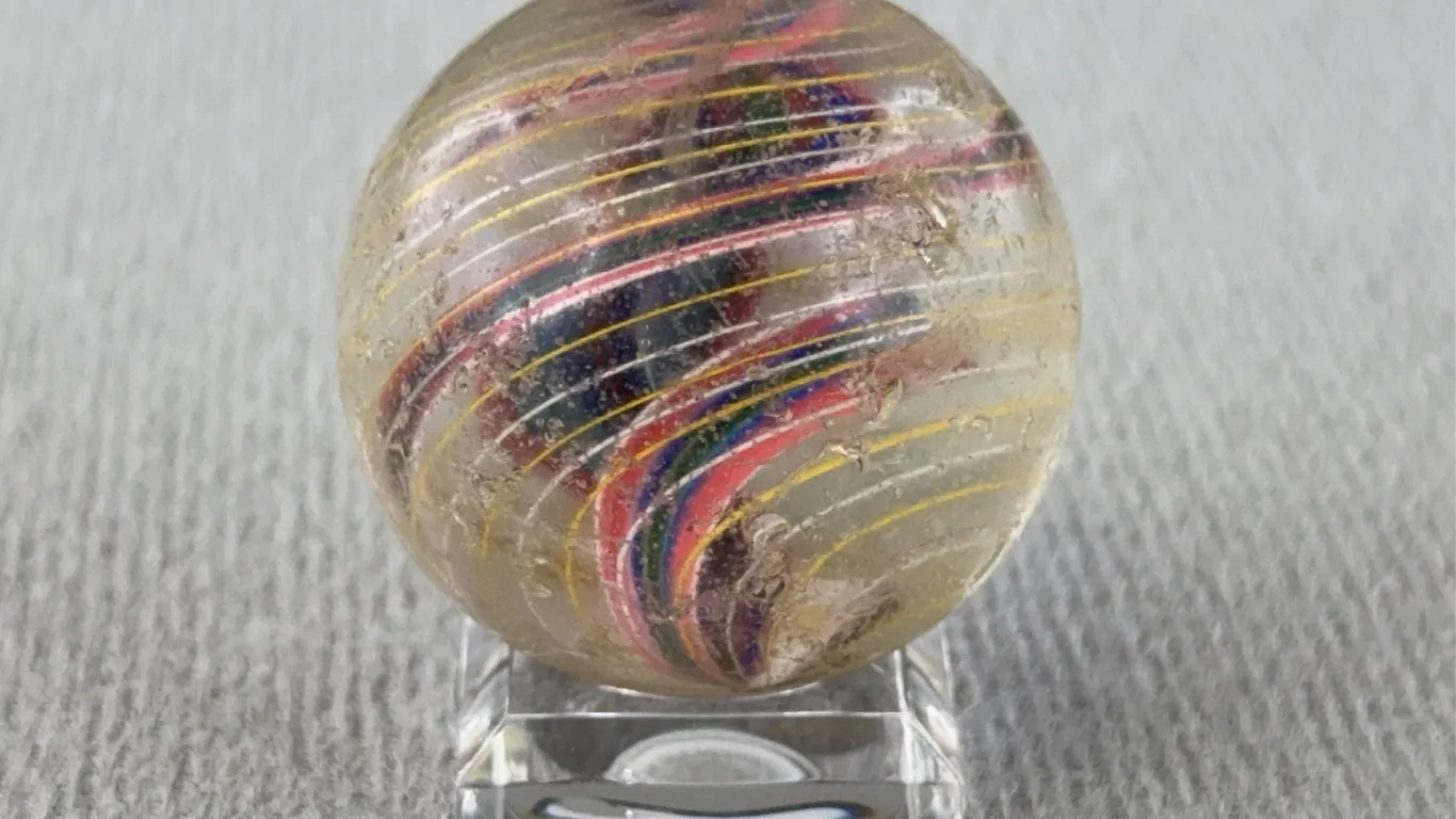 Swirl Glass Marble W/ Divided Core, Appr. 1 1/4”