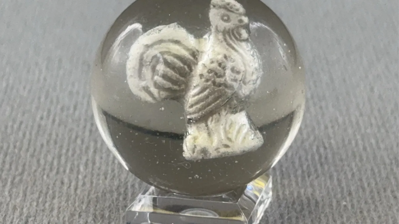Sulphide Chicken Glass Marble, Appr. 1 1/4” D