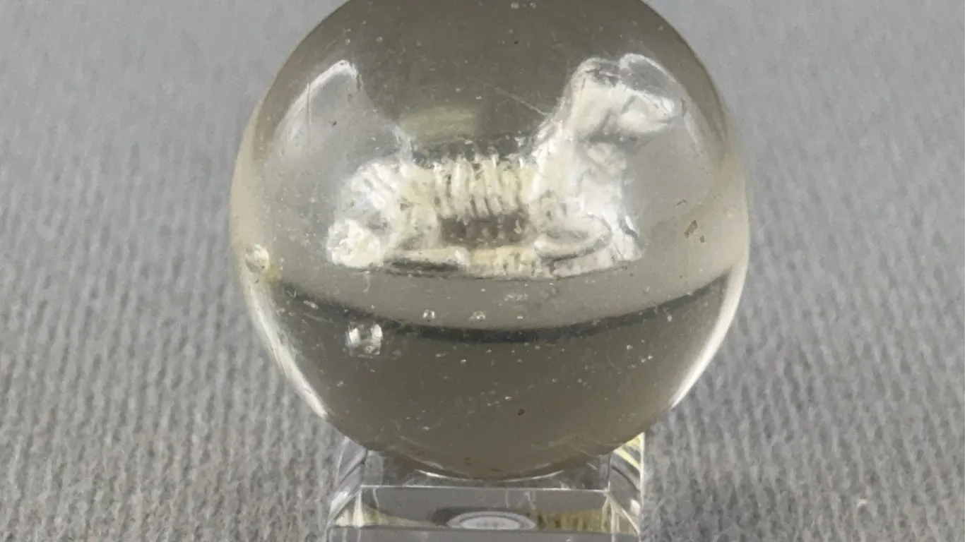 Sulphide Glass Marble, Sheep, Appr. 1 1/2” D