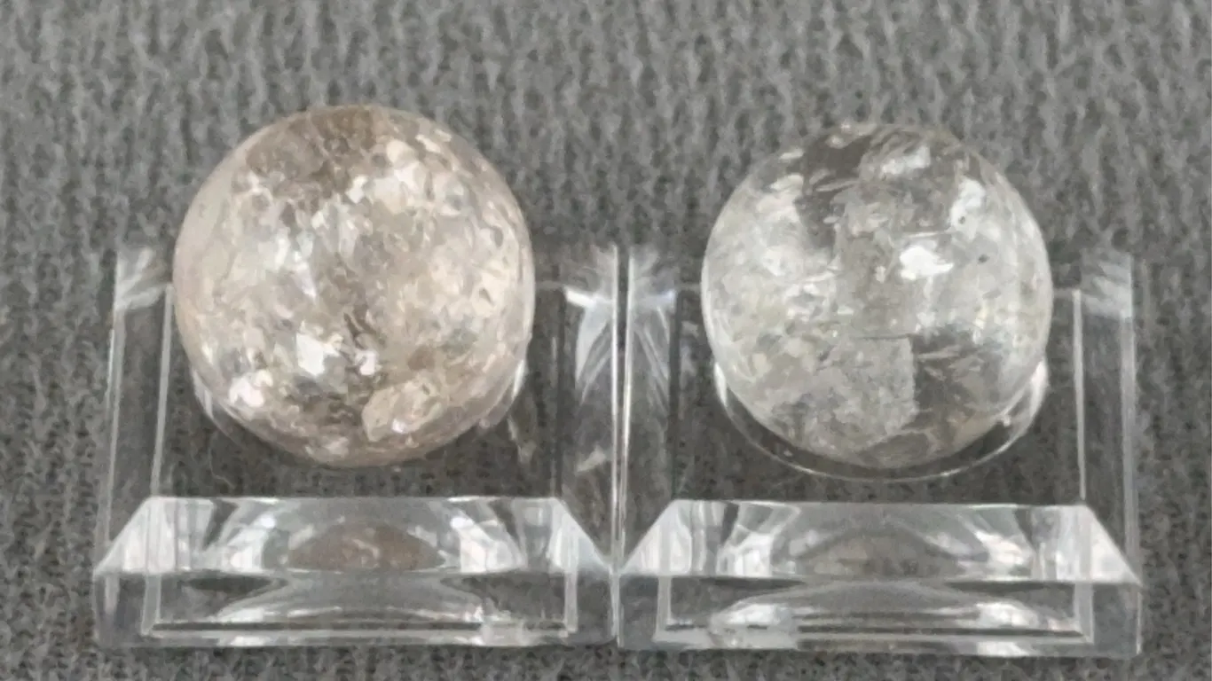 2 Clear Marbles W/ Mica, Appr. 1/2” D