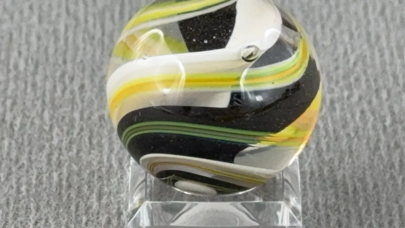 Swirl Glass Marble W/ Divided Ribbon Core, Appr. 1” D