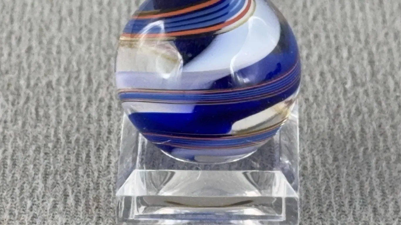 Swirl Glass Marble W/ Divided Ribbon Core, Appr. 3/4” D