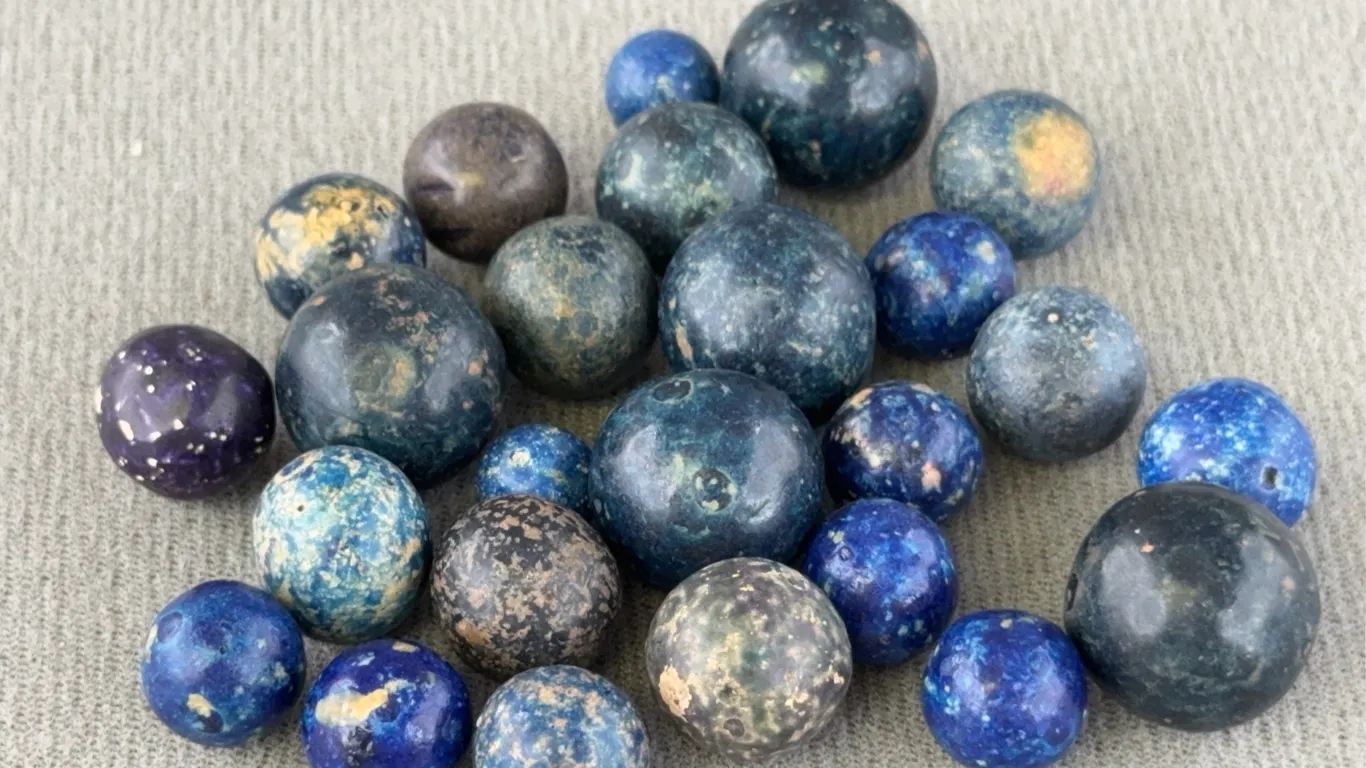 25 Clay Marbles, Appr. 1/8”-3/4” D