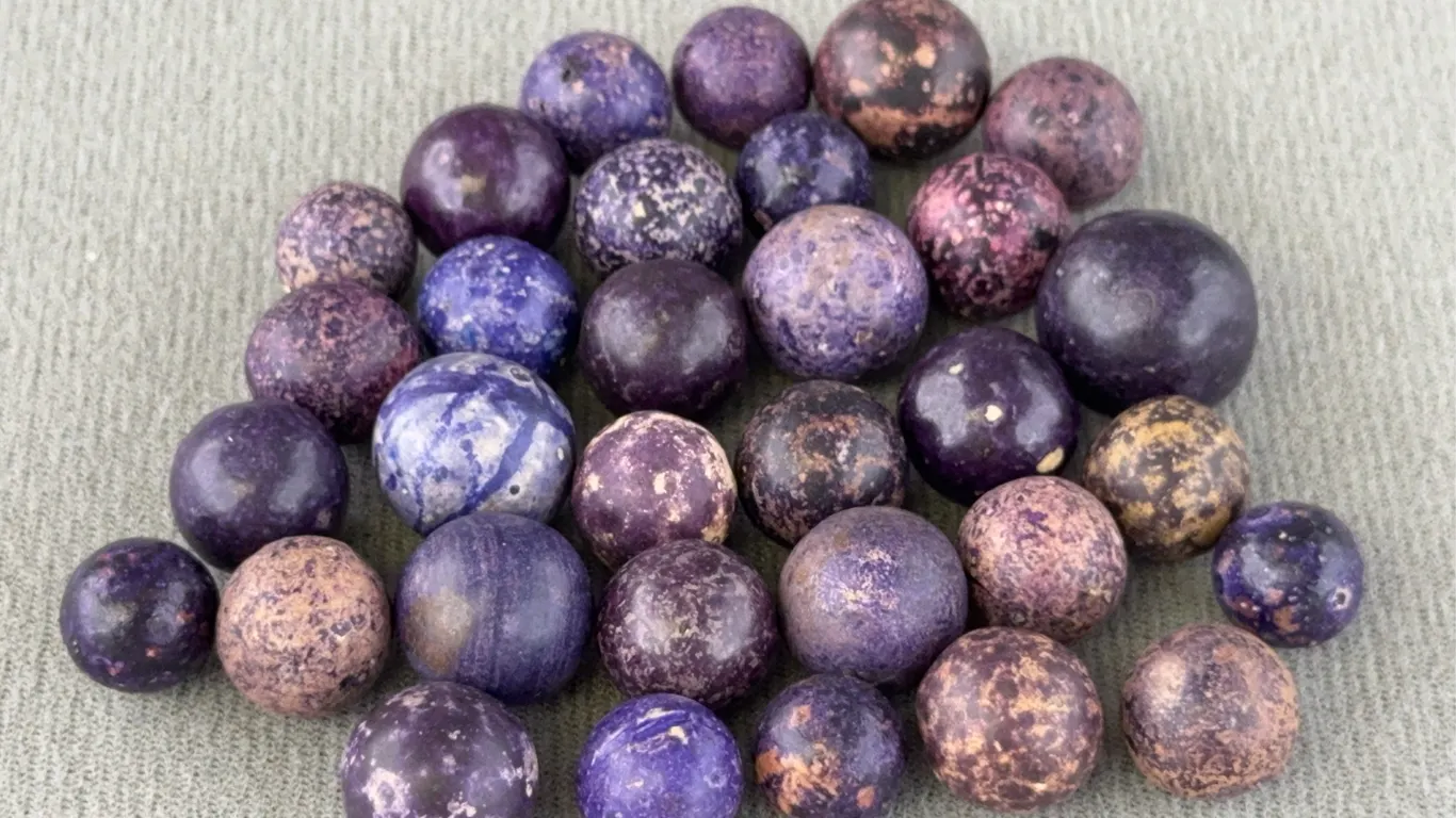 32 Clay Marbles, Appr. 1/4”-3/4” D
