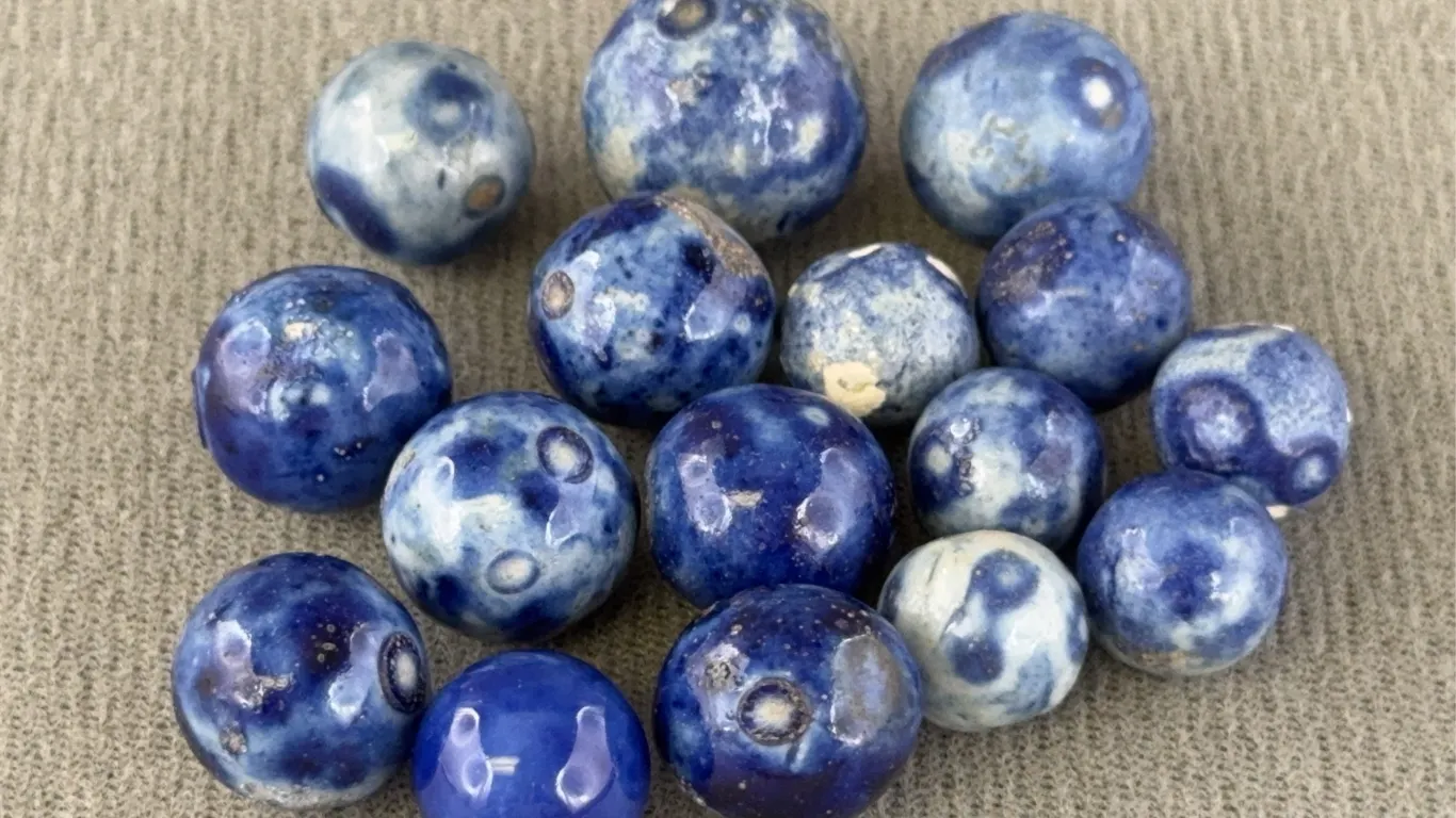 15 Bennington Clay Marbles, Appr. 1/2-3/4” D