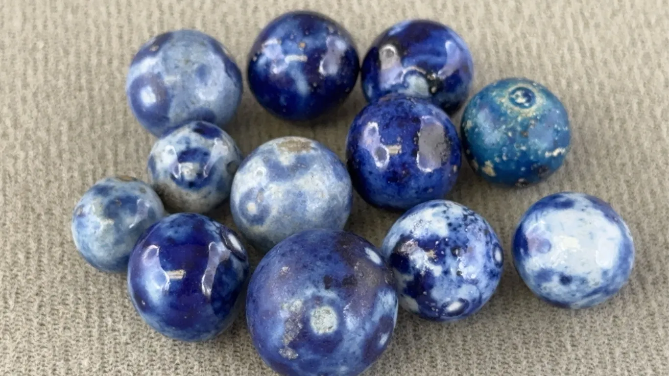 12 Bennington Clay Marbles, Appr. 1/2-3/4” D