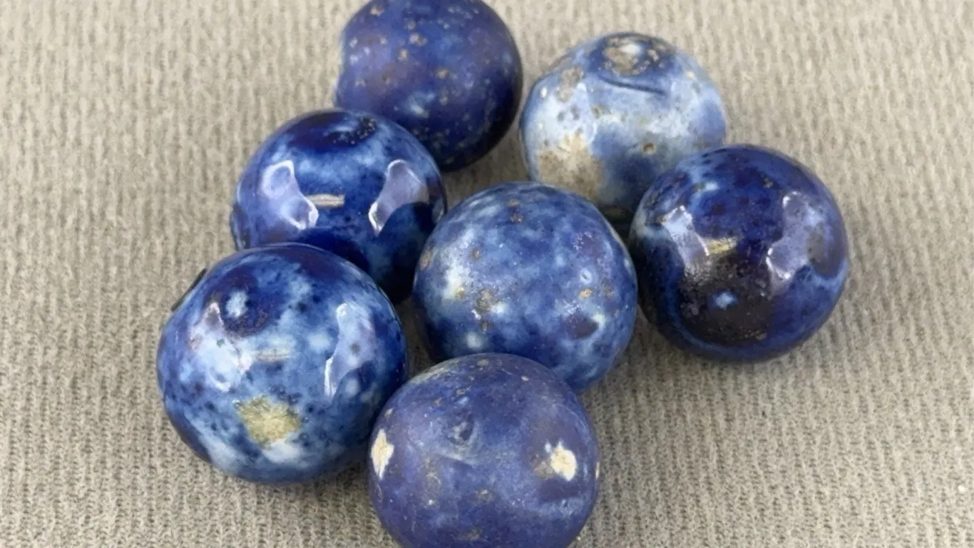 7 Bennington Clay Marbles, Appr. 3/4” D