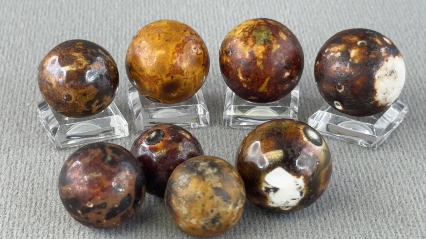 8 Bennington Clay Marbles, Appr. 3/4-1” D
