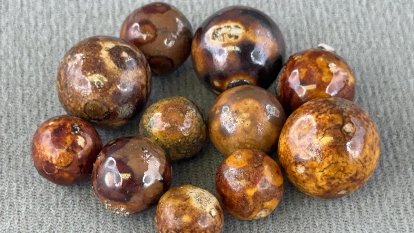 10 Bennington Clay Marbles, Appr. 1/2-3/4” D
