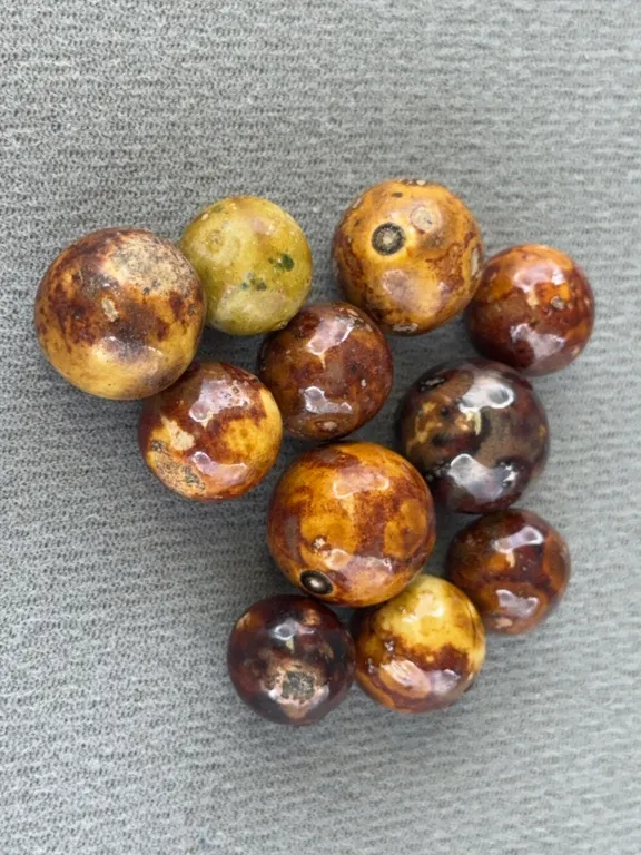 10 Bennington Clay Marbles, Appr. 1/2-3/4” D