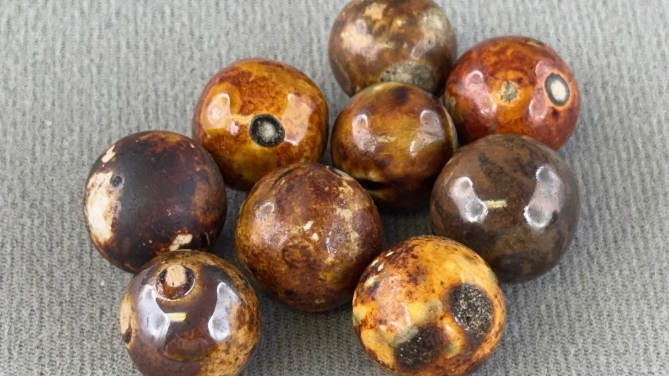 9 Bennington Clay Marbles, Appr. 3/4” D