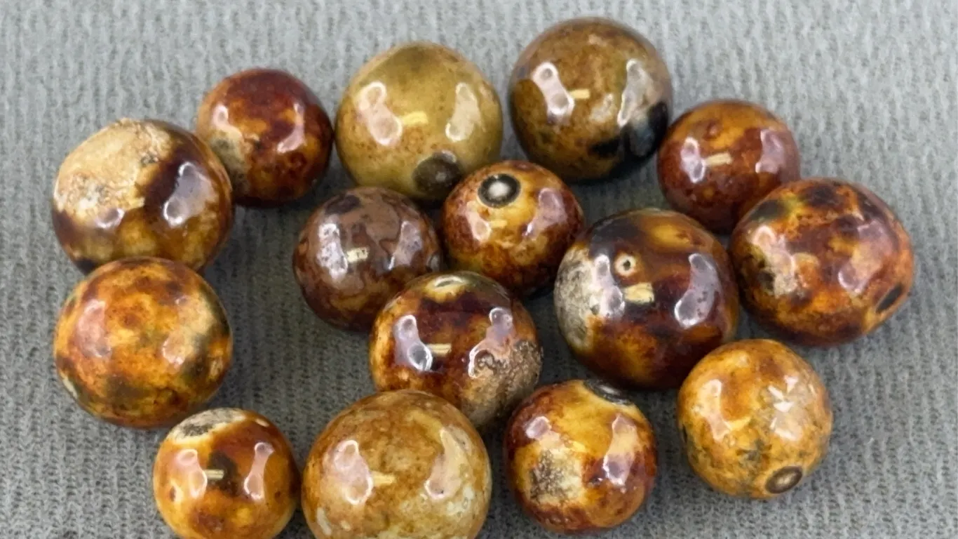 15 Bennington Clay Marbles, Appr. 1/2” D