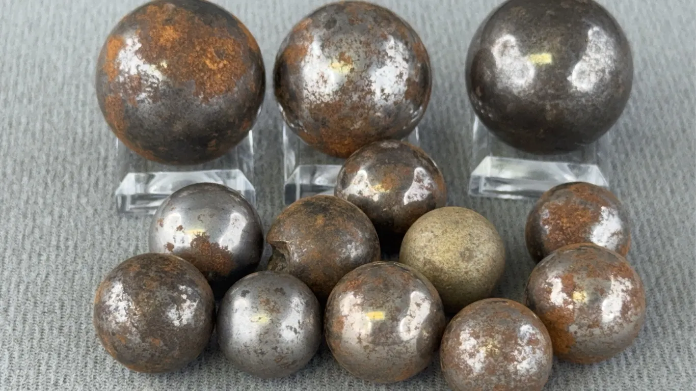 13 Metal Marbles, Appr. 1/2-7/8” D