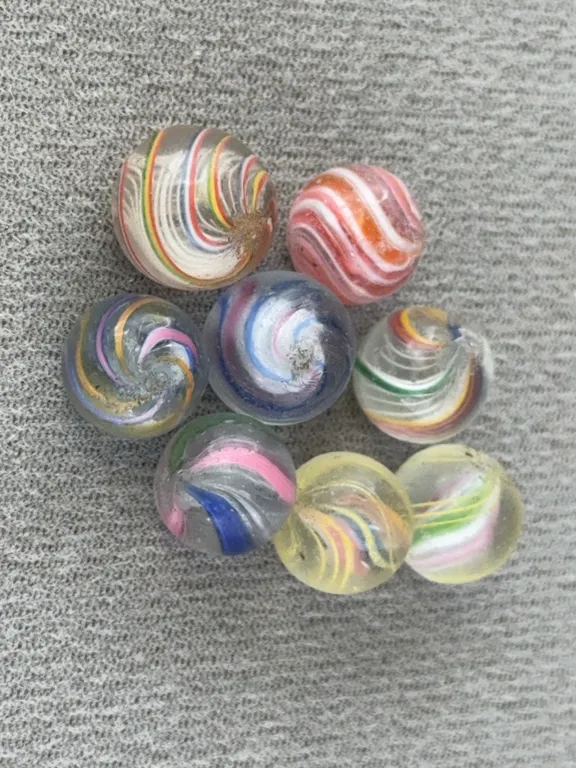 8 Swirl Glass Marbles, Appr. 1/2” D