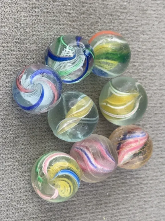 8 Swirl Glass Marbles, Appr. 1/2” D