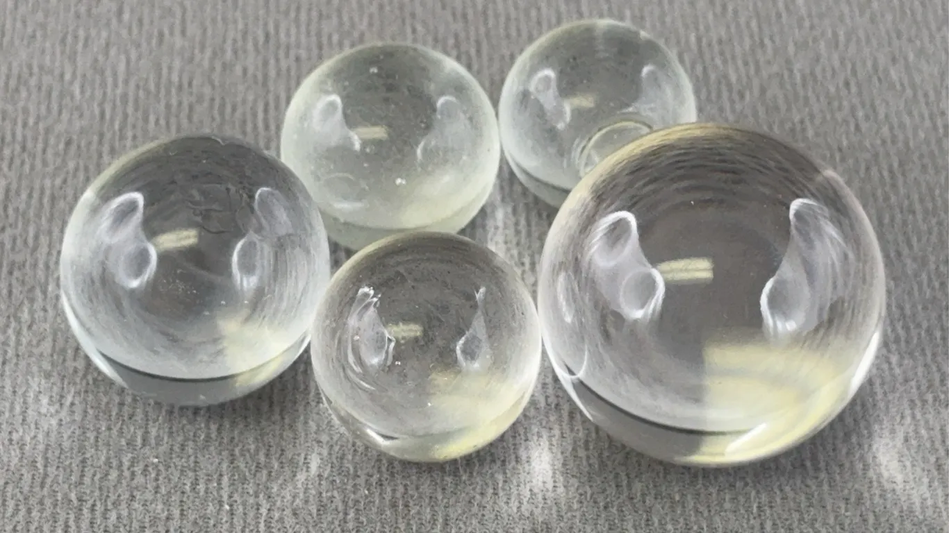 5 Clear Glass Marbles, Appr. 3/4-1” D