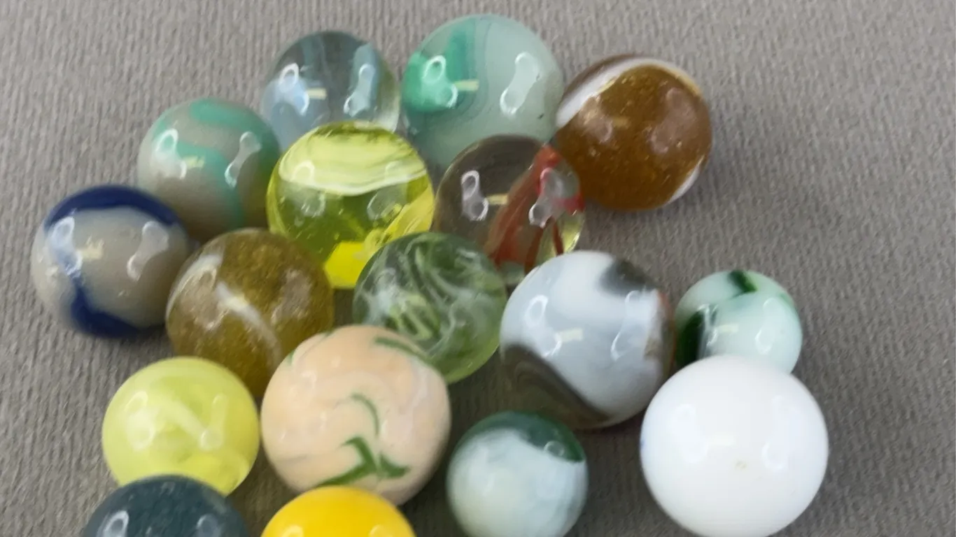 17 Multi Color Glass Marbles, Appr. 3/4-1” D