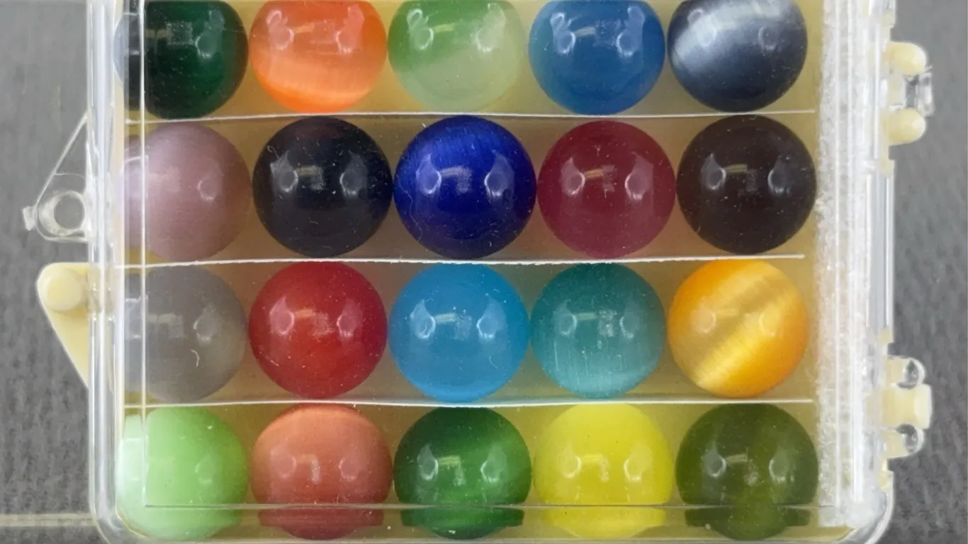 Opaque Glass Marbles, Appr. 1/4 D W/ Case, Appr. 2 1/2” L