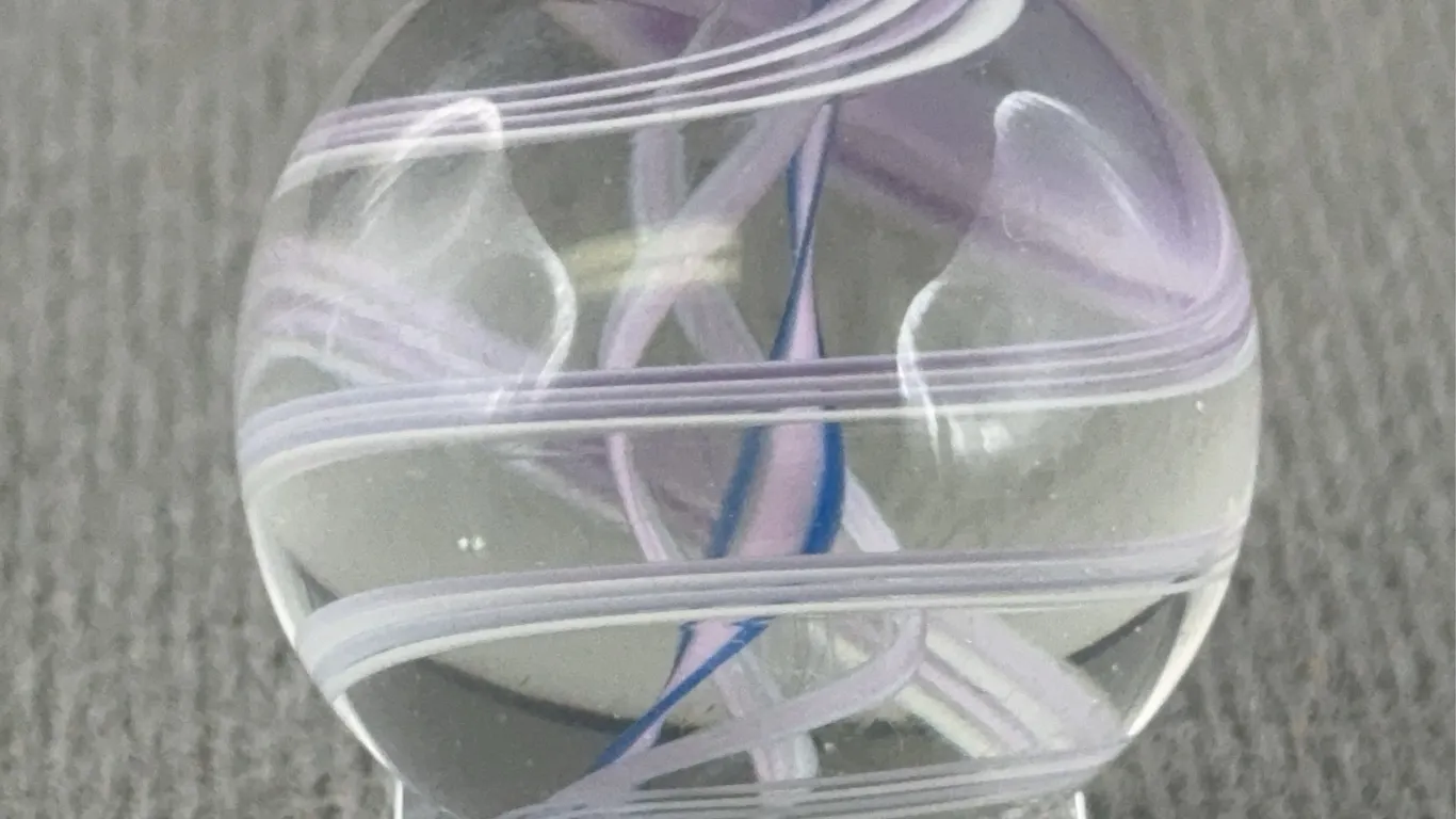 Swirl Glass Marble W/ Divided Ribbon Core, Appr. 7/8” D