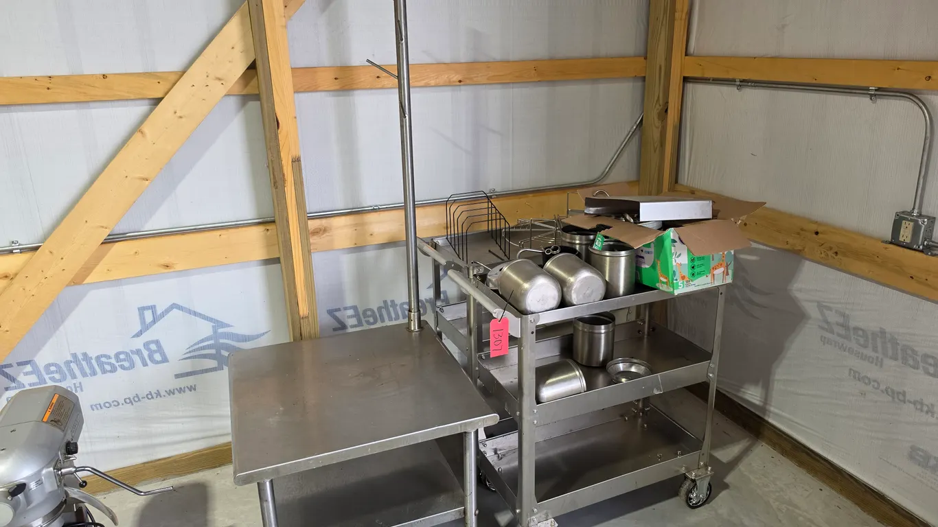 Stainless Rolling Carts, Stand and Utensils (1307) *Items Must Be Removed by Friday, October 23rd @