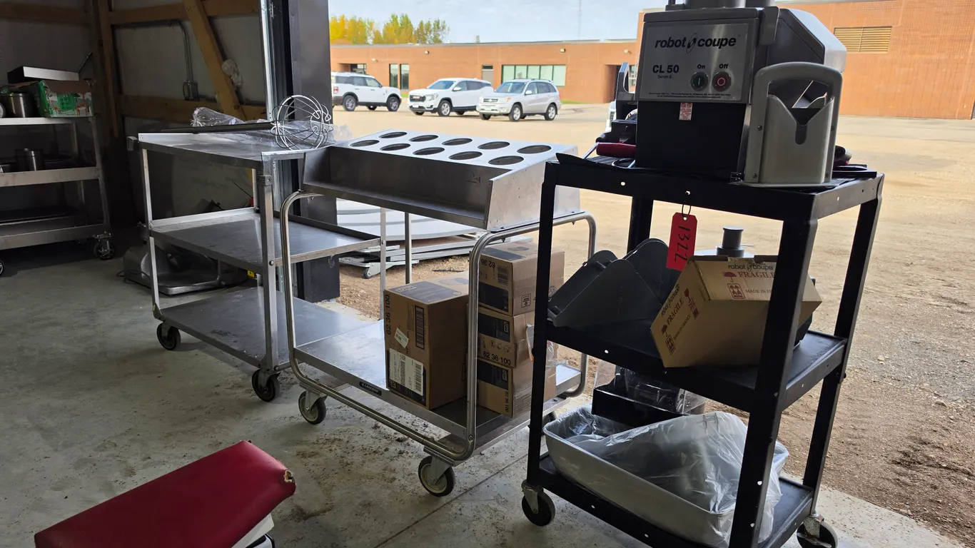 Robot Coupe Food Processor, Stainless Carts, Mixing Utensils, Tabletop Napkin Dispenser, Buying All