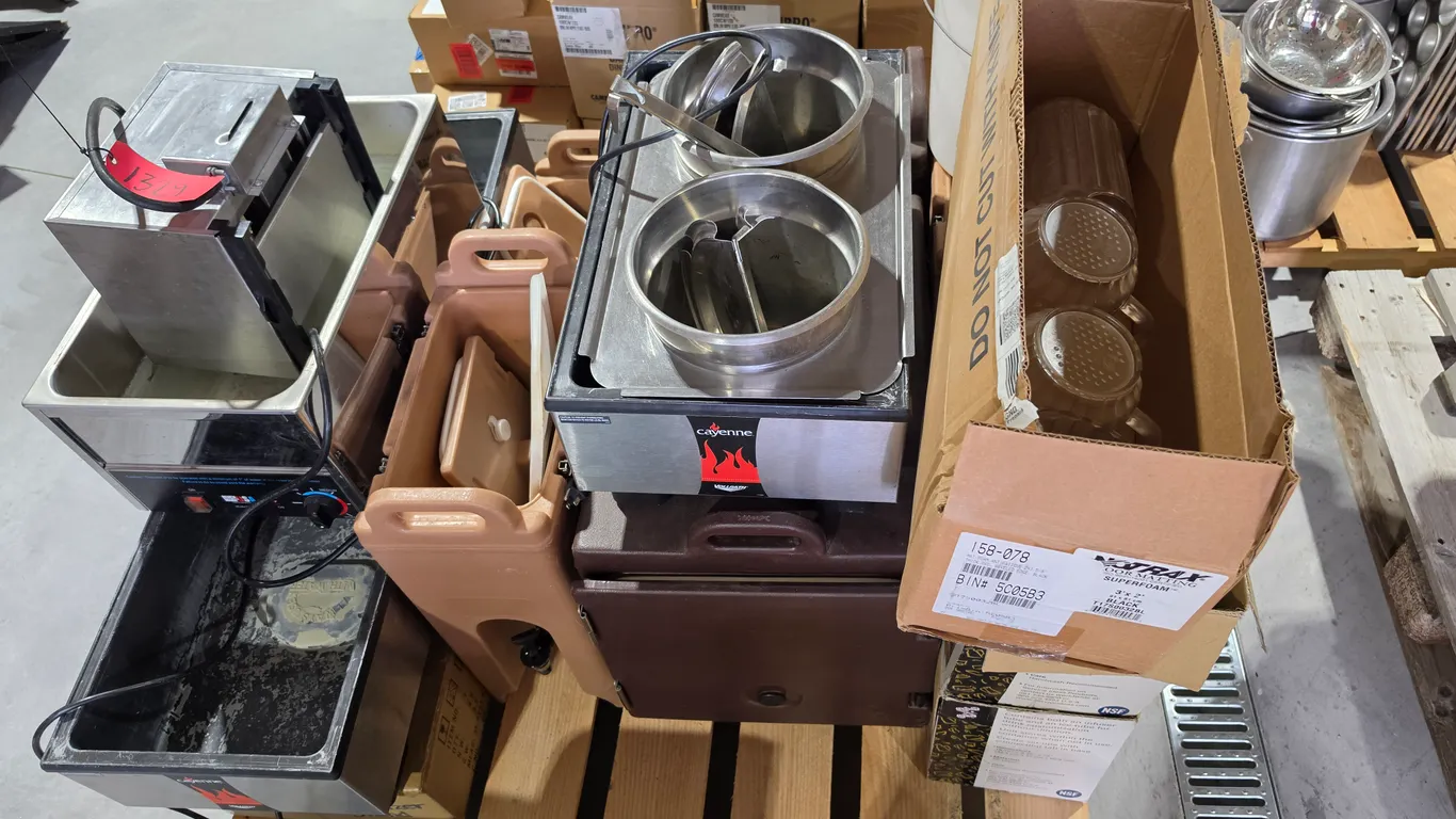 Beverage Dispensers, Utensils, Warmer, Buying All for One Money (1329) *Items Must Be Removed by Fri