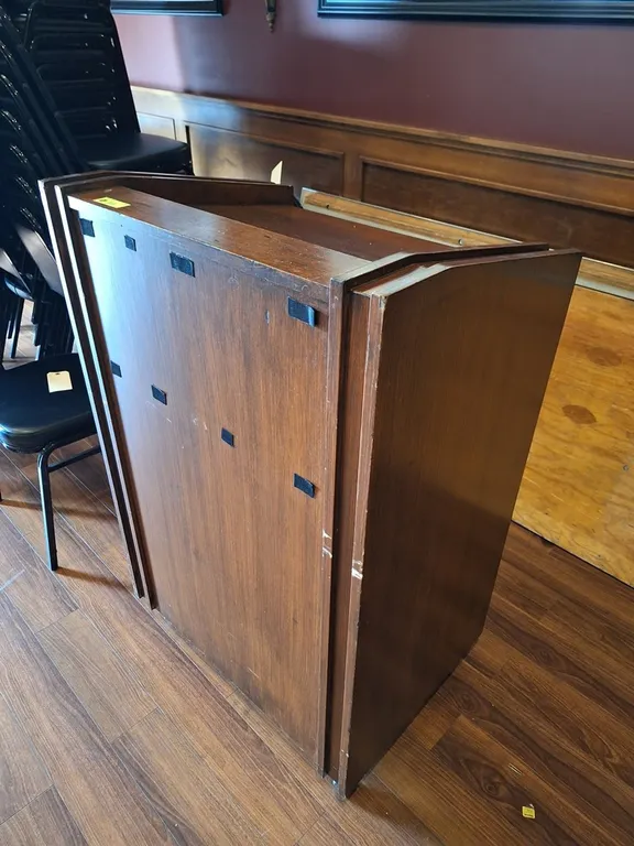Wood Podium on Wheels