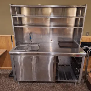 SS Service Cabinet with Overshelf, 60"x25.5"x71.5"