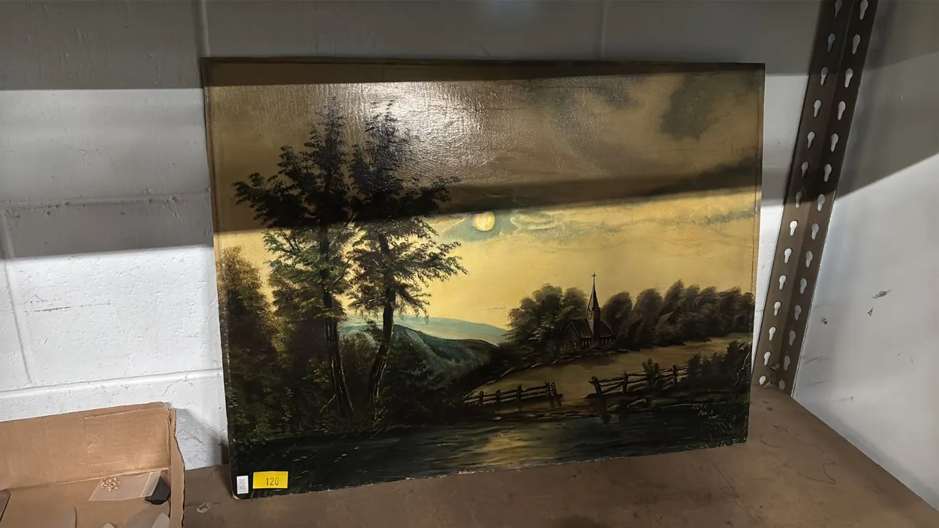 ORIGINAL OIL ON CANVAS BOARD LANDSCAPE PAINTING: APPROXIMATELY 24" X 18"
