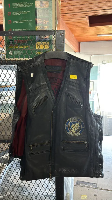 MARTINO CRISTIANI BLACK LEATHER UNICORN MC, NORWAY MOTORCYCLE VEST
