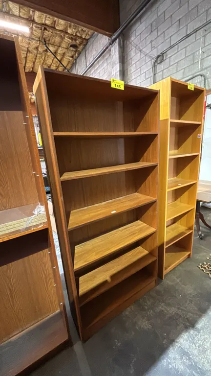 WOOD 6-TIER STORAGE SHELF: APPROX. 75"T X 35"W X 11.5" D