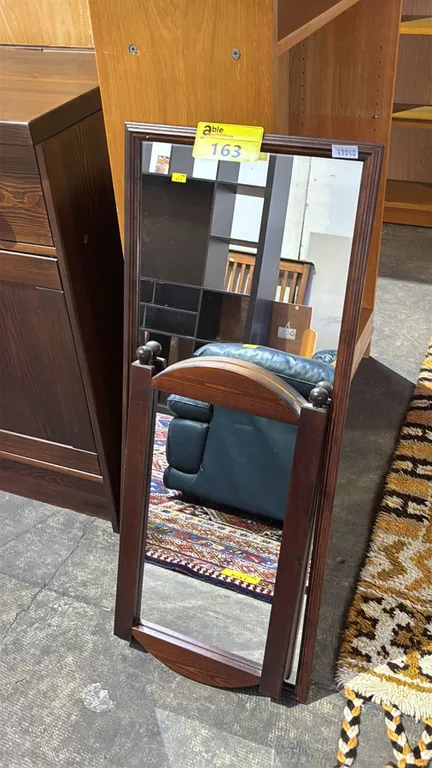(2) WOOD FRAMED WALL MIRRORS: LARGEST IS APPROX. 39" X 16"