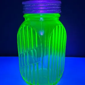 Anchor Hocking Depression Green Uranium Glass Hoosier Spice Jar