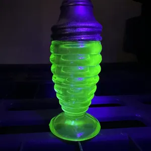 Hazel Atlas Depression Uranium Glass Ribbed Moderntone Salt Shaker