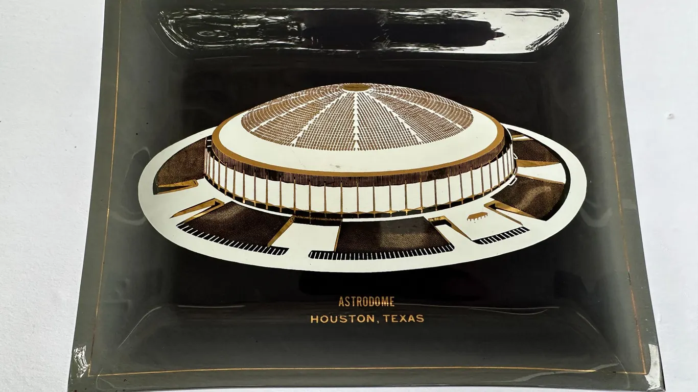 1960s MCM Houston Texas Astrodome Stadium Smoke Glass Tray