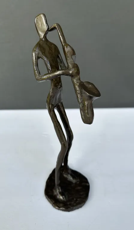 Mid Century Brass/Bronze Saxophone Musician Statue 9.25" Figurine