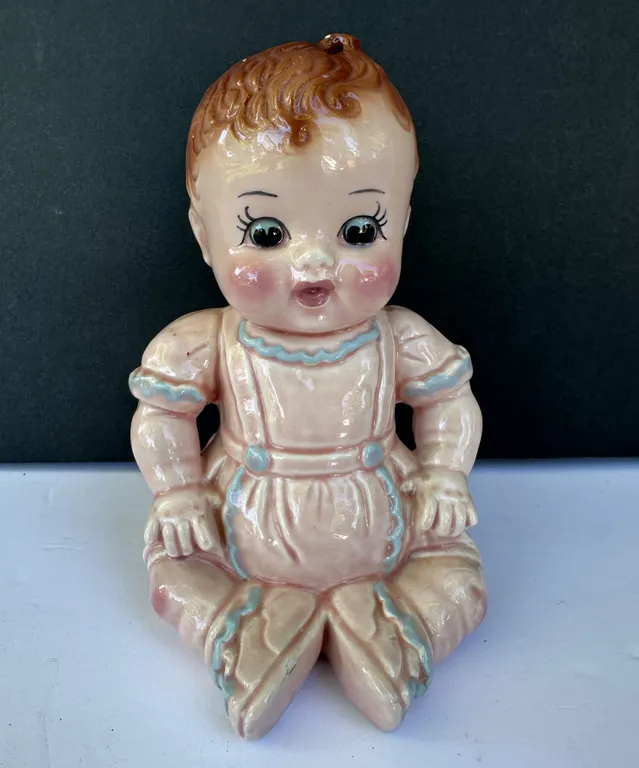 Mid Century 1960s Ceramic Nursery Doll Baby Flower Pot Planter