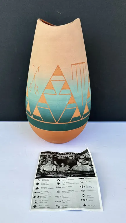 Jeanne High Elk Vase Sioux Native American Pottery Vase
