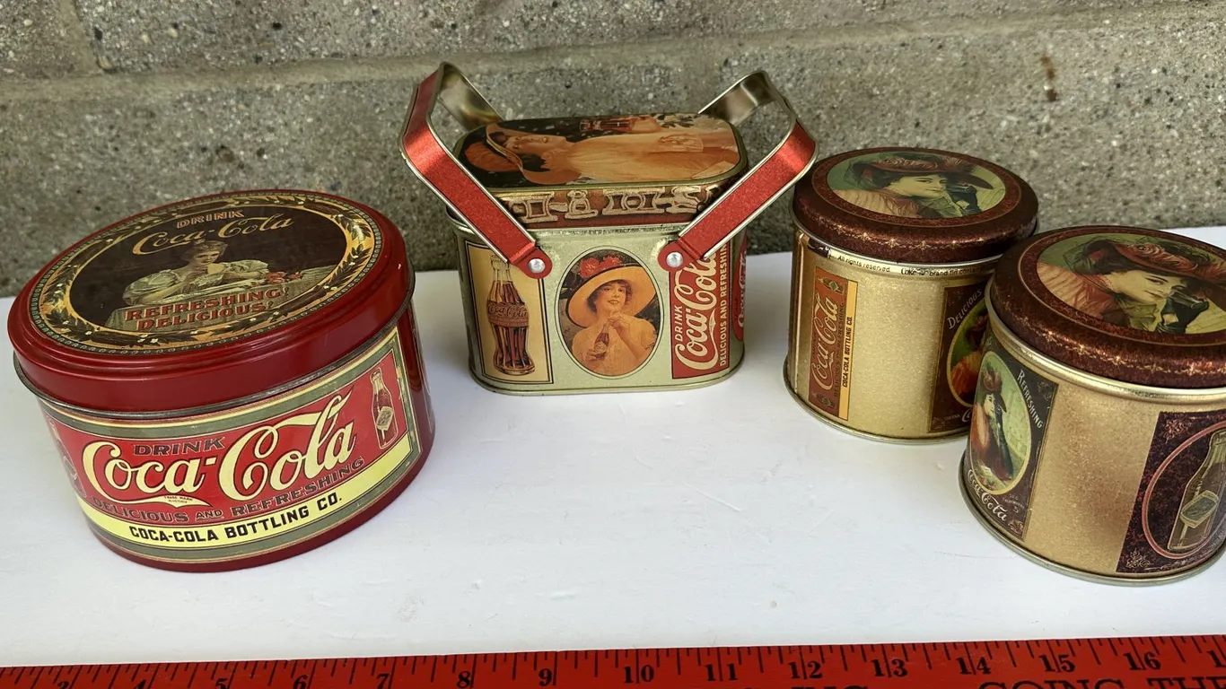 1980s Coca Cola Advertising Storage Tins