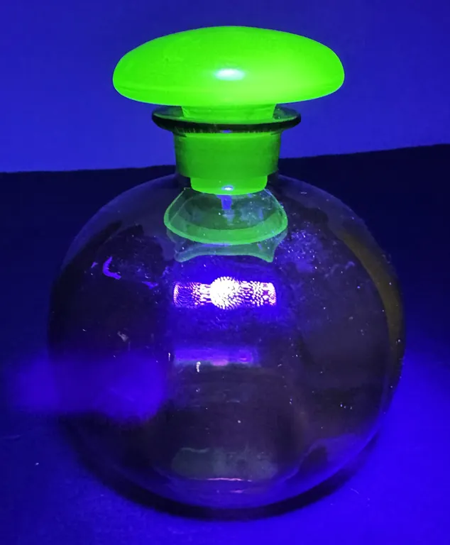Mid Century Uranium Green Stopper Smoke Glass Perfume