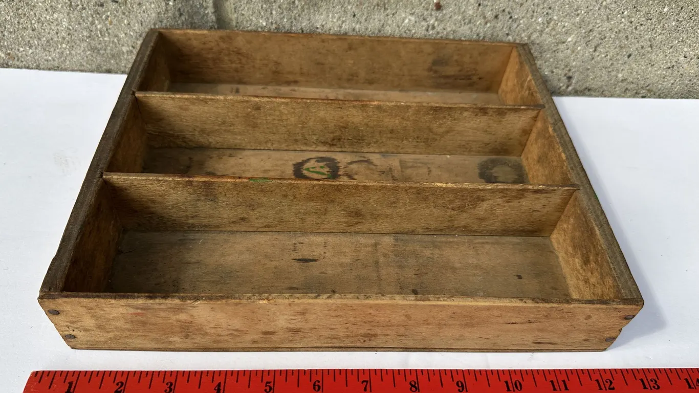 Primitive Wood Divided Silverware Utensil Drawer Tray