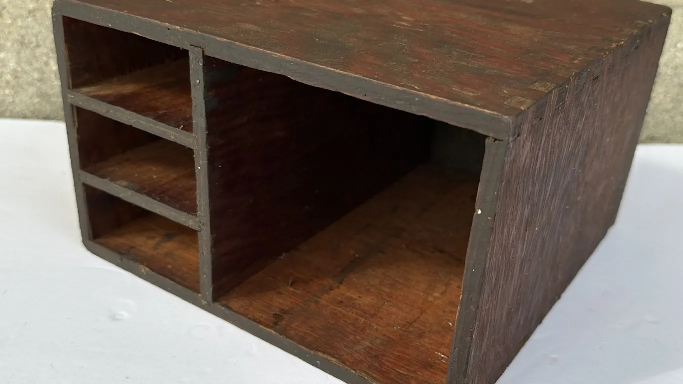 Primitive Wood Desk Top Organizer Counter Top Utensil Holder