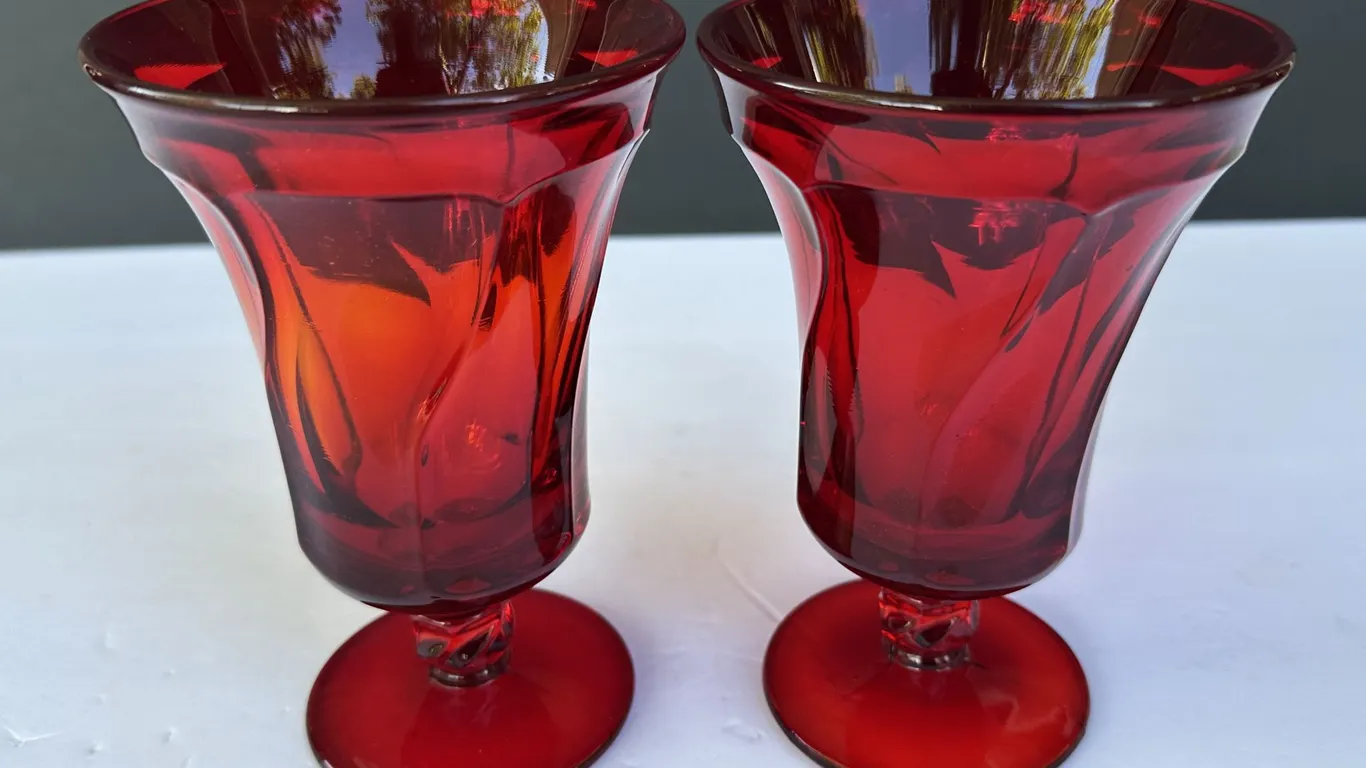 Fostoria Glass Jamestown Cadmium & Ruby Goblets