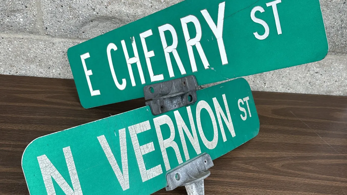 Vintage Metal 24" Street Signs Double Stack