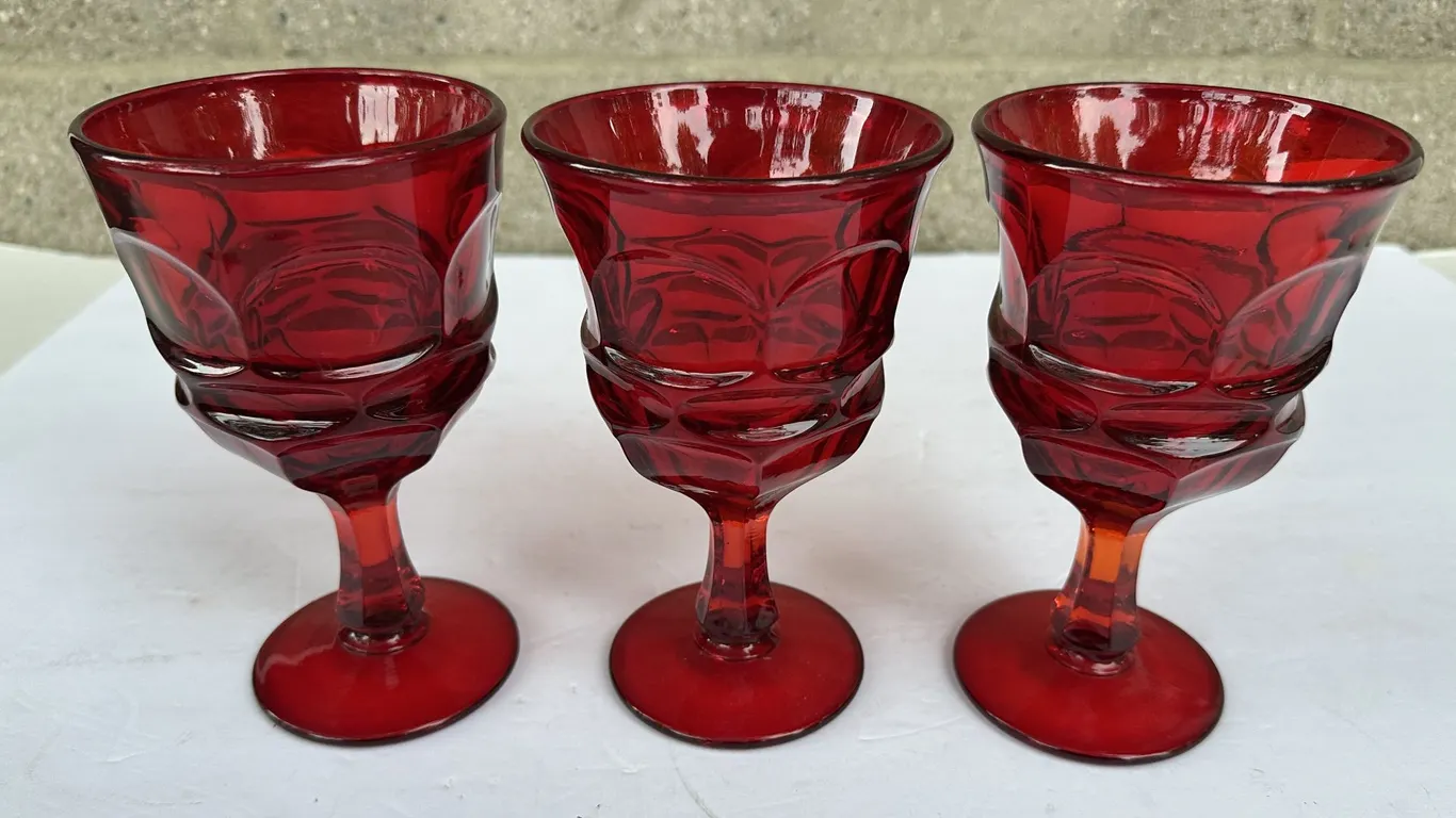 Fostoria Glass Argus Ruby Red Cadmium Water Goblets