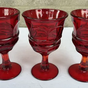 Fostoria Glass Argus Ruby Red Cadmium Water Goblets