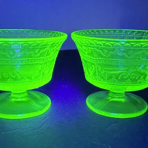 Depression Federal Glass Green Uranium Patrician Sherbets